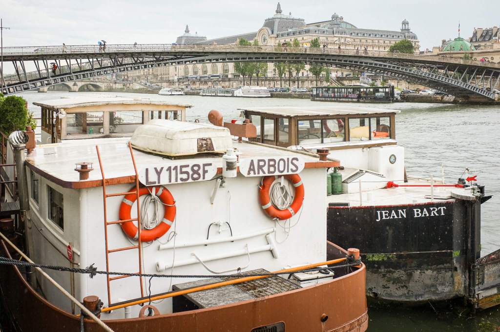 Our houseboat on the Seine River with the Musée d'Orsay in the background